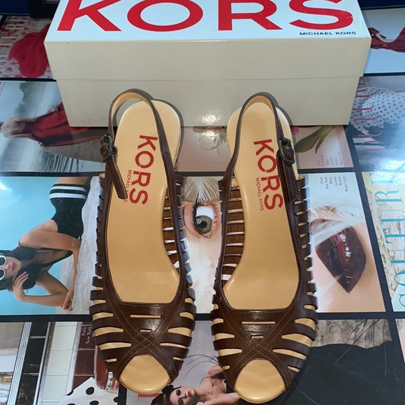 Michael Kors Sling Back Dark Brown heel sandal 7 - Picture 2 of 6